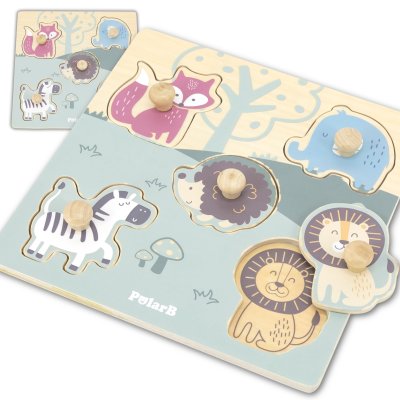 VIGA PolarB Drewniane Puzzle Zwierzęta z Pinezkami - zdjęcie 1