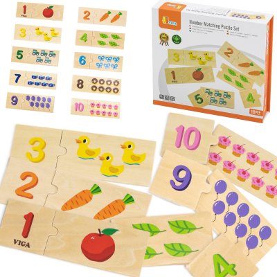 VIGA Zestaw Drewniane Puzzle Dopasuj Liczby Układanka Montessori - zdjęcie 1