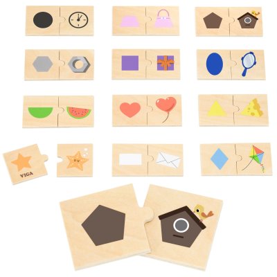 VIGA Zestaw Puzzle Łączenie Kształtów i Przedmiotów - zdjęcie 1