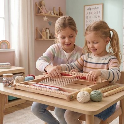 VIGA Drewniane Krosno Warsztat Tkacki Zestaw do tkania Montessori - zdjęcie 2