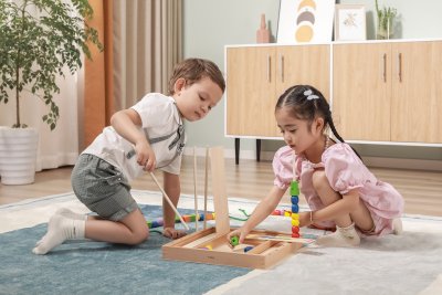 VIGA Drewniana Gra edukacyjna Logiczne koraliki  104 elementy Montessori - zdjęcie 2