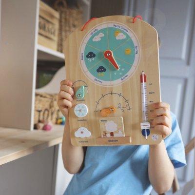Tooky Toy Edukacyjne Pudełko Montessori Układanka Liczydło Tablica Pogody 6w1 od 3 Lat - zdjęcie 2