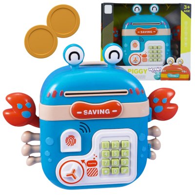 WOOPIE Elektroniczna Skarbonka Sejf Bankomat na Pin Kod Dostępu Krab Plecak Niebieski - zdjęcie 1