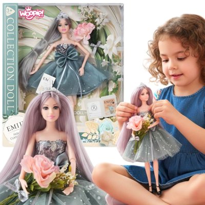 WOOPIE ROYAL Lalka Emi w Eleganckiej Sukni Tiulowej z Kokardą i Bukietem - zdjęcie 1
