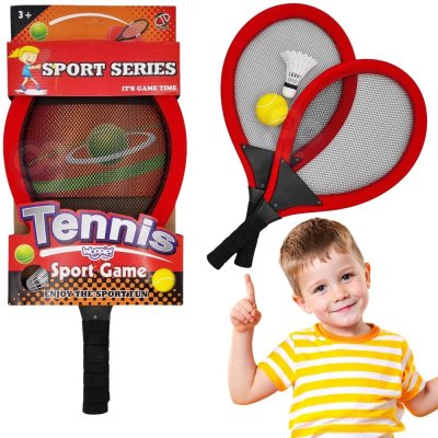 WOOPIE Duże Rakietki do Tenisa Badminton dla Dzieci Zestaw + Piłka Lotka - zdjęcie 1