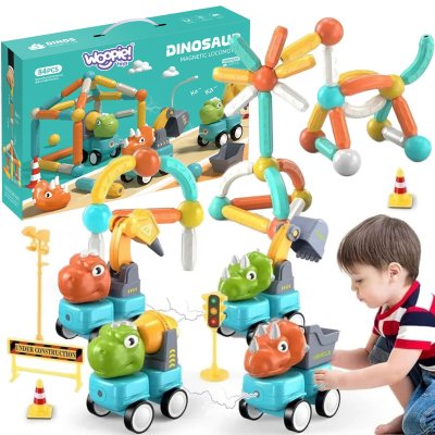 WOOPIE Klocki Magnetyczne Dinozaury Konstrukcyjne 84 el. - zdjęcie 1