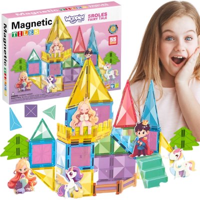 WOOPIE Klocki Magnetyczne Konstrukcyjne 3D Zestaw Edukacyjny Bajkowy Zamek 55el. - zdjęcie 1