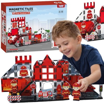 WOOPIE Klocki Magnetyczne 3D Zestaw Straż Pożarna 48el. - zdjęcie 1