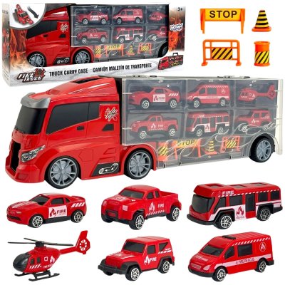 WOOPIE Zestaw Ciężarówka Transporter 3w1 Czerwony 11 el. - zdjęcie 1