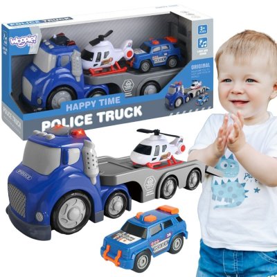 WOOPIE Niebieska Laweta Policyjna City Truck Efekty Dźwiękowe i Świetlne - zdjęcie 1