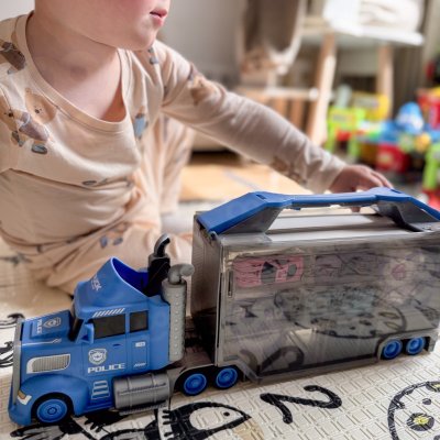 WOOPIE Ciężarówka Policyjna 2w1Transporter Tor Samochodowy - zdjęcie 4