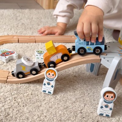 TOOKY TOY Drewniana Kolejka Kosmiczna Zestaw Tory - zdjęcie 3