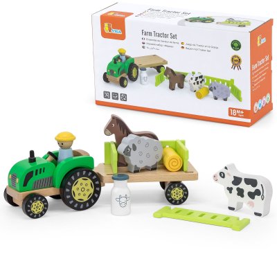 VIGA Traktor Drewniany Zwięrzatka Farma Zagroda - zdjęcie 1