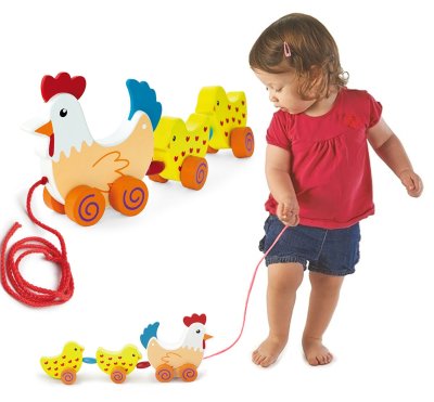 VIGA Zestaw do ciągnięcia Kurka z kurczakami 36 cm - zdjęcie 2
