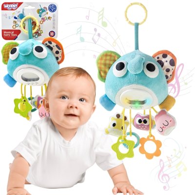 WOOPIE Baby Pluszowy Słonik Maskotka Interaktywna Przytulanka Muzyczna z Zawieszkami i Gryzakami - zdjęcie 1