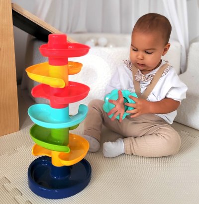 WOOPIE BABY Kulodrom Tor Kulkowy Zestaw Spirala + 2 Kulki - zdjęcie 3