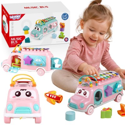 WOOPIE BABY Samochodzik Muzyczny Sorter z Cymbałkami Różowy - zdjęcie 1