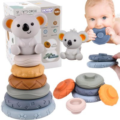 WOOPIE BABY Zestaw Edukacyjna Piramidka Koala 2w1 Gryzak - zdjęcie 1