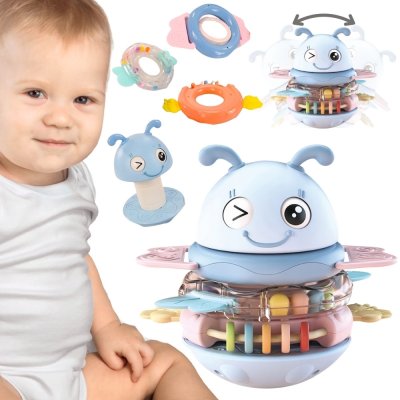 WOOPIE Baby Wańka Wstańka Zabawka Sensoryczna 2w1 Grzechotka Gryzak - zdjęcie 1