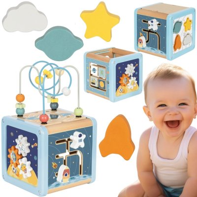 TOOKY TOY Drewniana Kostka Aktywności Kosmos Sorter Labirynt - zdjęcie 1