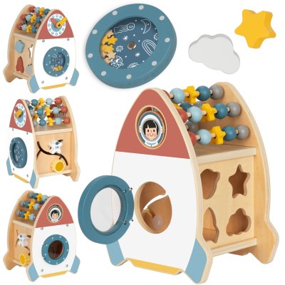 TOOKY TOY Kosmiczna Rakieta Aktywności Sorter Labirynt Drewniany - zdjęcie 1
