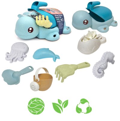 WOOPIE GREEN  Zestaw 2w1 do Piasku i Wanny Żółwik 8 el. BIODEGRADOWALNY ORGANICZNY MATERIAŁ - zdjęcie 1