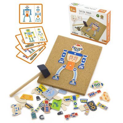 VIGA Drewniana Przybijanka Roboty 45 elementów Montessori - zdjęcie 1
