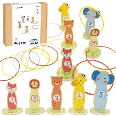 TOOKY TOY Rzut do Celu Drewniana Gra Zręcznościowa Obręcze 15 el. - zdjęcie 1