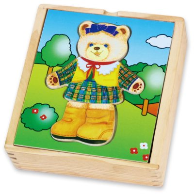 VIGA Drewniana Układanka Logiczna Puzzle Ubierz Misia Dziewczynkę - zdjęcie 1