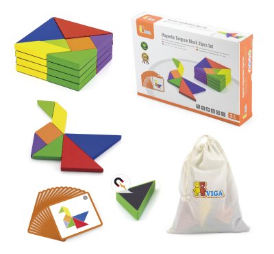 VIGA Tangram Drewniana Gra Logiczna Układanka Certyfikat FSC - zdjęcie 2