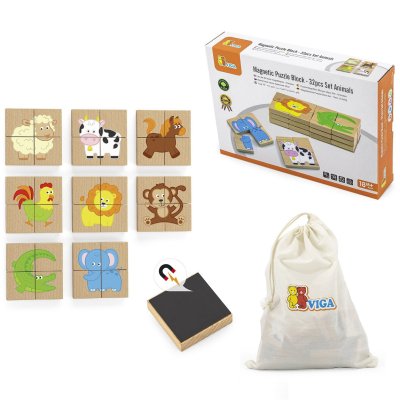 VIGA Drewniane Puzzle Magnetyczne Zwierzęta Układanka Certyfikat FSC - zdjęcie 1