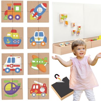 Viga Układanka drewniana puzzle magnetyczne - pojazdy Certyfikat FSC - zdjęcie 1