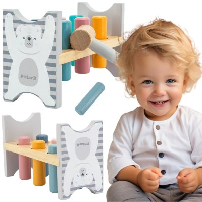 VIGA PolarB Drewniana Ławeczka Przebijanka Wbijanka z Młotkiem - Montessori - zdjęcie 1