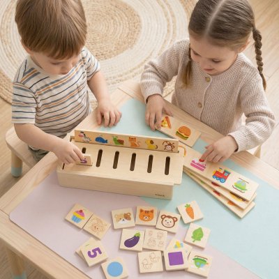 VIGA Drewniany Edukacyjny Sorter Gra Zwierzątka Owoce Warzywa Montessori - zdjęcie 2