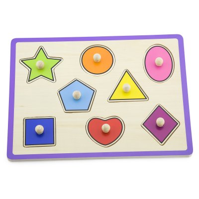 VIGA Drewniane Kolorowe Puzzle Z Pinezkami Kształty - zdjęcie 1