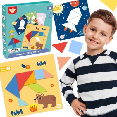 TOOKY TOY Puzzle Tangram Układanka dla Dzieci Nauka Kształtów Figury Kształty 18el. - zdjęcie 1