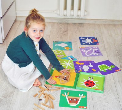 TOOKY TOY Układanka Gra Logiczna Łamigłówki Klocki Magnetyczne dla Dzieci 49 el. - zdjęcie 3