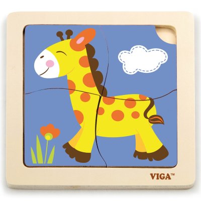 VIGA Poręczne Drewniane Puzzle Żyrafa - zdjęcie 1