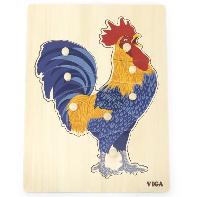 VIGA Drewniane Puzzle Montessori Kogut z Pinezkami - zdjęcie 1