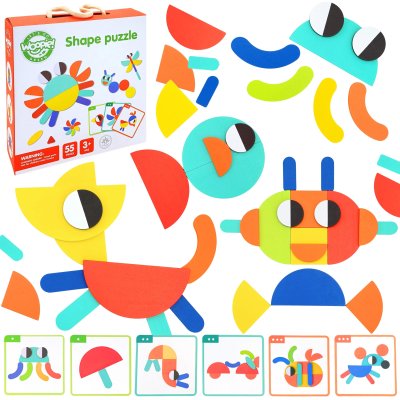 WOOPIE GREEN Drewniana Układanka Montessori 40 Wzorów do Odtworzenia 55 el. Certyfikat FSC - zdjęcie 1