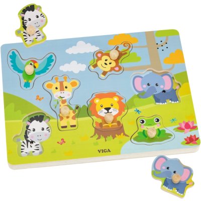 VIGA Puzzle Dźwiękowe Dopasuj Zwierzęta Egzotyczne - zdjęcie 1