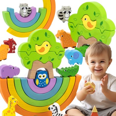 VIGA Drewniana Tęcza Układanka Klocki Kreatywne Montessori - zdjęcie 1