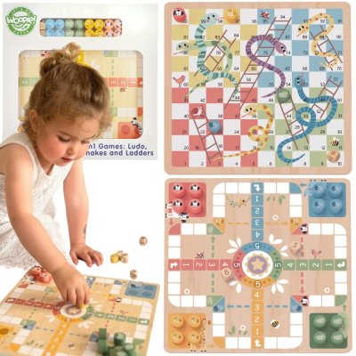 WOOPIE GREEN Gry Planszowe Logiczne 2w1 Ludo Chińczyk + Węże i Drabiny - zdjęcie 1