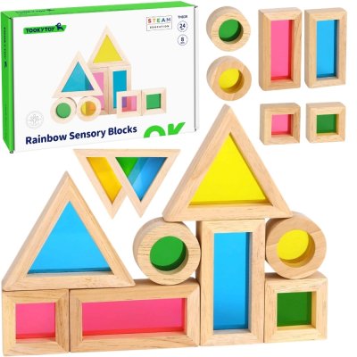 TOOKY TOY Drewniane Kolorowe Klocki Lustra Zestaw 8 el. FSC - zdjęcie 1
