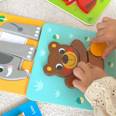 WOOPIE GREEN Układanka Drewniana Klocki Zwierzątka Montessori FSC 34el. - zdjęcie 3