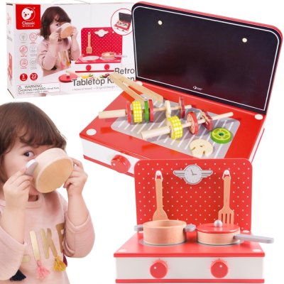 CLASSIC WORLD Drewniana Kuchnia 2w1 Grill + Kuchenka dla Dzieci 22el. - zdjęcie 1