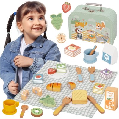 TOOKY TOY Zestaw Piknikowy Jedzenie Do Krojenia Na Rzepy Zestaw Śniadaniowy - zdjęcie 1