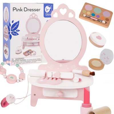 CLASSIC WORLD Drewniana Toaletka dla Dziewczynki z Lustrem + Prostownica 11 akc - zdjęcie 1