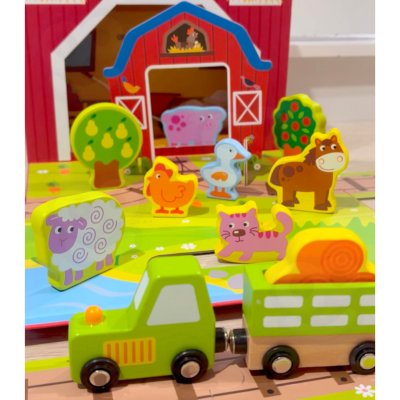 TOOKY TOY Drewniana Farma w Walizce Figurki Pojazdy - zdjęcie 2