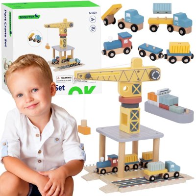 TOOKY TOY Dźwig Portowy Drewniany Zestaw - zdjęcie 1